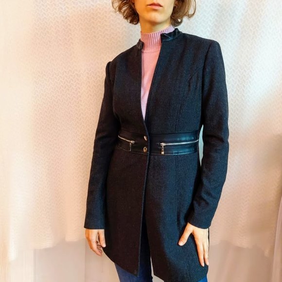 Dark Gray Wool-Blend Coat - Picture 5 of 14